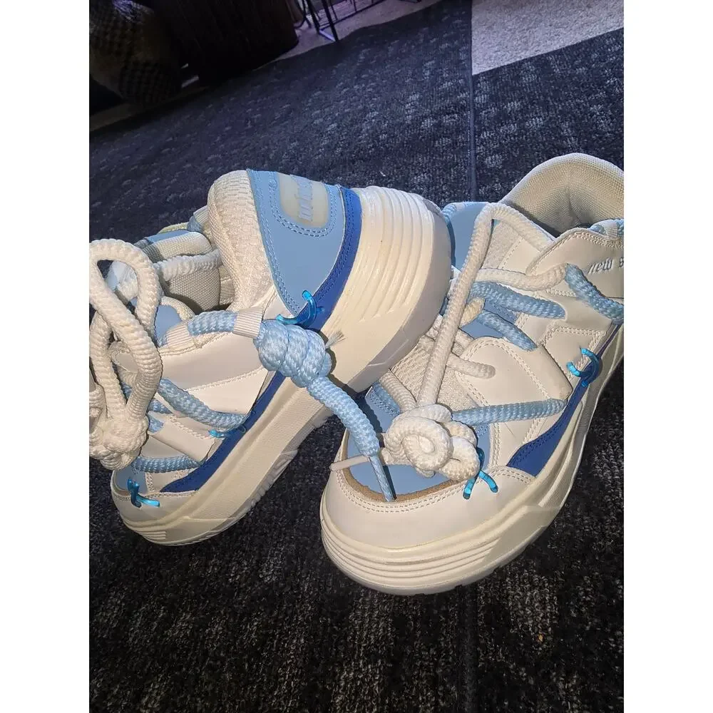 NEW SHITA Chunky Rope Lace Skate Shoes Blue White EUR 41 US Men 8 / Women 9.5